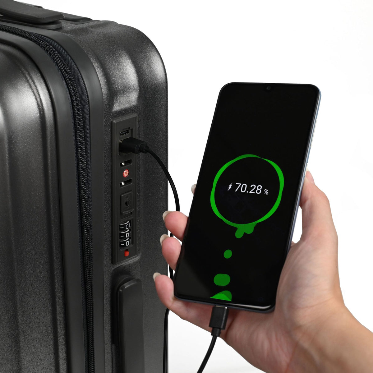 Tripmates ručni kofer (kabinski) 55cm svetlosivi – sa USB punjačem, držačem za piće i dodatnom kukom